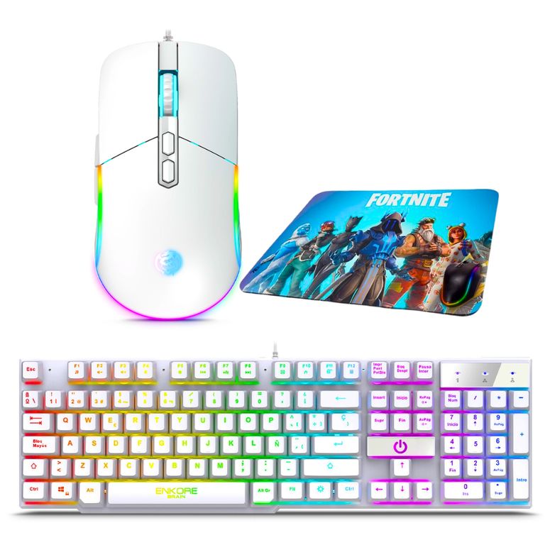 Kit Gamer 3 En1: Teclado SemiMecánico Brain+Mouse Strike 7200Dpi +pad