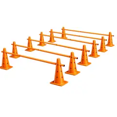 GENERICO - SET DE 12 CONOS DEPORTIVO DE 35CM CON RANURAS + 6 VARILLAS -NARANJA