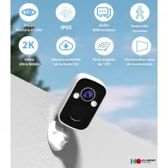 OEM - CÁMARA IP 2MP, WIFI, IP65, DETECCIÓN HUMANA, BATERÍA DE LARGA DURACIÓN 5000 MAH, VISIÓN NOCTURNA.