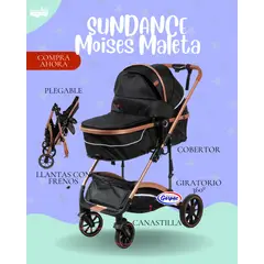 GENERICO - COCHE MOISES PARA BEBÉ - SUNDANCE- COLOR NEGRO PREMIUM