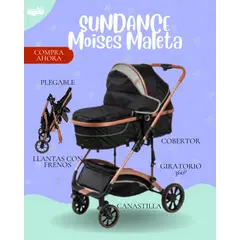 GENERICO - COCHE MOISES PARA BEBÉ - SUNDANCE- COLOR NEGRO CON BEIGE PREMIUM