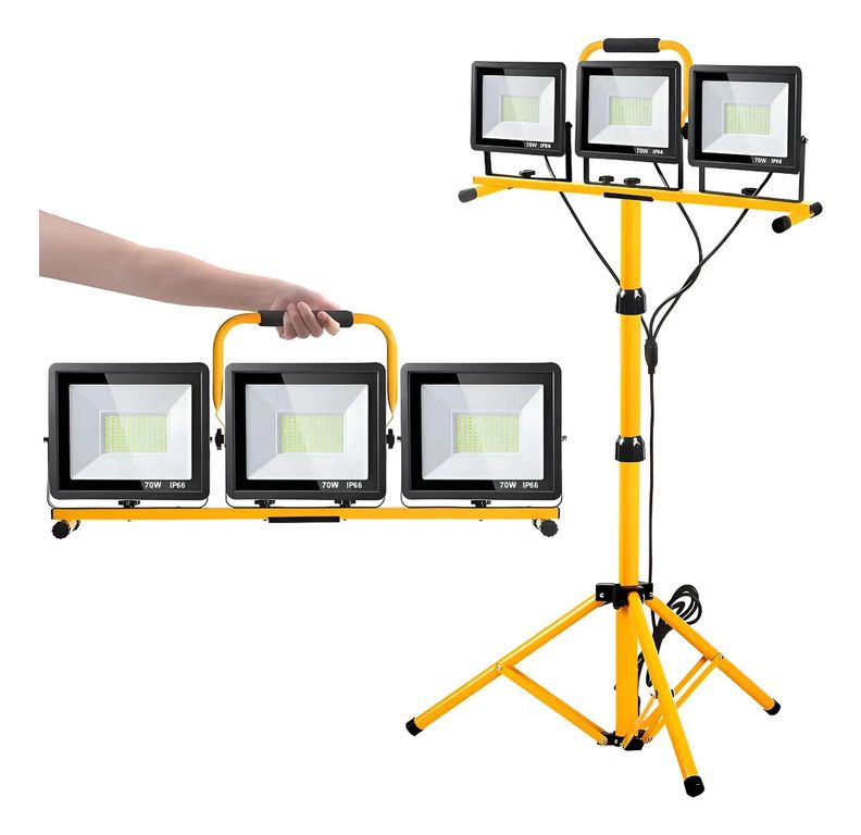Proyector Amarillo De Tres Cabezales + Trípode Ajustable