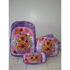 GENERICO - Mochila Escolar Capibara Lila