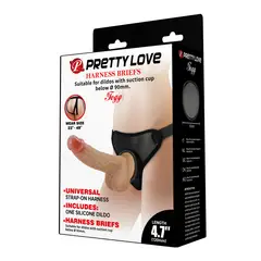 PRETTY LOVE - Protesis Silicona y Arnés Universal Ajustable Fogg 17.3 cm x Ø 4.2 cm BDSM StrapOn