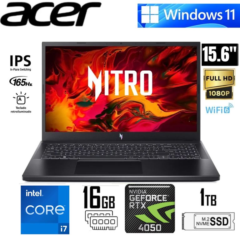 Laptop Gamer ANV15-51-78MW 15.6" FHD i7-13620H 16GB RAM 512GB SSD RTX 4060 8GB