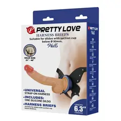 PRETTY LOVE - Protesis Silicona y Arnés Universal Ajustable Wells 20.6 cm x Ø 4.2 cm BDSM StrapOn