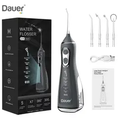 DAUER - Irrigador Bucal Electrico Premium Profesional 300ml De 4 Boquillas Y 5 Modos de trabajo