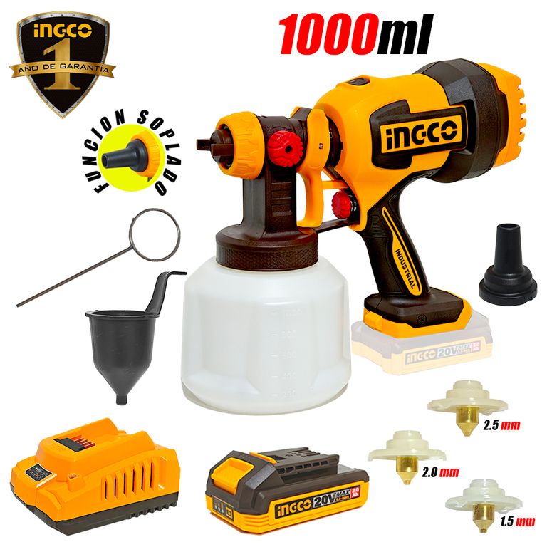 Pistola Pintar Inalámbrica CSGLI20042 20V Vaso Plástico 1000ml 1Bat x 2Ah
