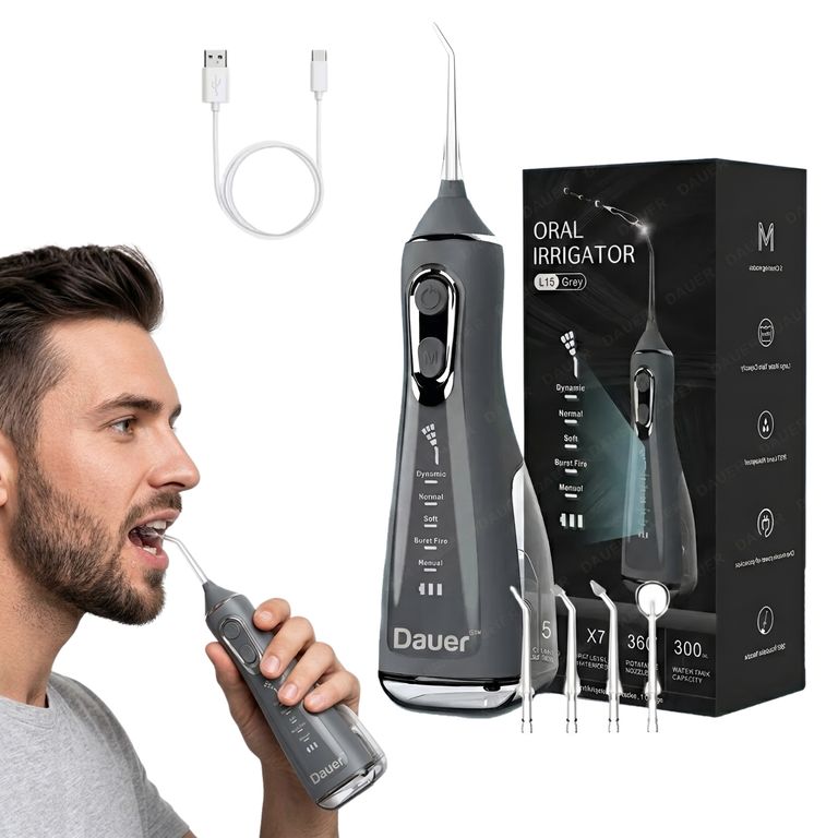 Irrigador Bucal Profesional 5 Modos + 4 Boquillas, Presión Agua Regulable y Pantalla Led