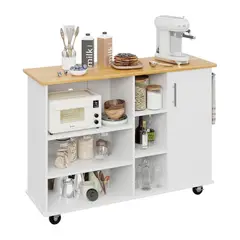 GENERICO - Mueble Auxiliar de Cocina Kamilah Blanco y Duna