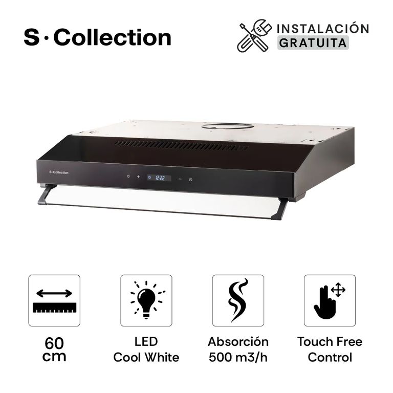 Campana 60 Cm Slim Touch Free Black TURE18COV2