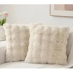 GENERICO - Pack 2 Fundas de Cojín Decorativa Textura Suave Color Crema