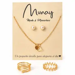 GENERICO - Collar, aretes y 2 anillos - Beauty one