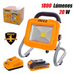 INGCO - Lámpara Reflector Led CWLI20258 20V 20W 1800 Lúmenes 1Bat x 2Ah