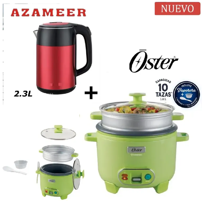 Combo Olla Arrocera Función de Sofrito Vaporera GRN- Hervidor 2,3LR