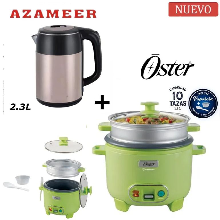 Combo Olla Arrocera Función de Sofrito Vaporera GRN- Hervidor 2,3LP