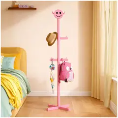 INSPIRA MARKET - Perchero de Pie para Niños con Ganchos Organizador de Ropa Infantil 160 cm Rosa