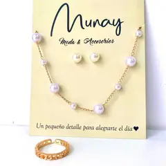 GENERICO - Collar, aretes y 2 anillos - Beauty four