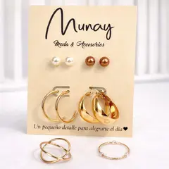 GENERICO - Set de aretes y anillos - Girl one