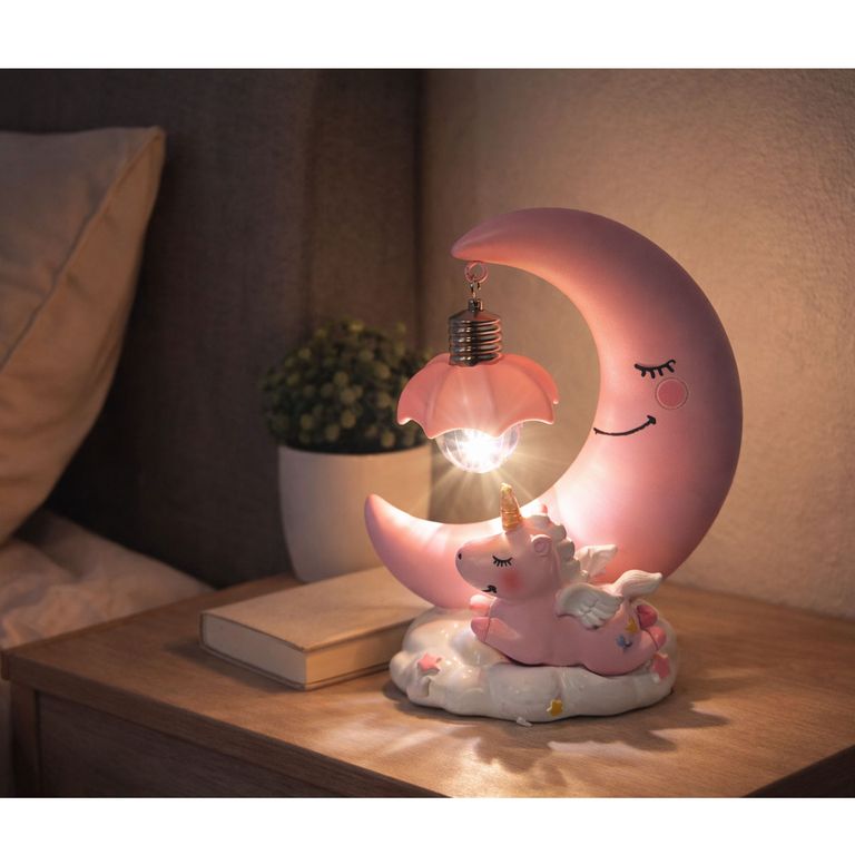 Lámpara Unicornio Luna LED Luz Nocturna Infantil Decoración Habitación Niños