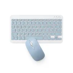 GENERICO - Kit Teclado + Mouse Inalambrico Bluetooth Celeste
