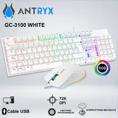 ANTRYX - TECLADO GAMER + MOUSE GC-3100 WHITE