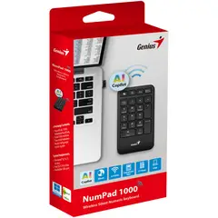 GENIUS - TECLADO NUMERICO NUMPAD 1000 WIRELESS C/TECLA AI COPILOT USB BLACK