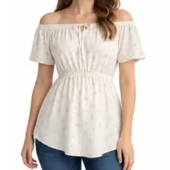 GENERICO - Blusa Femenina Floral Con Hombros Descubiertos Y Corte Suelto