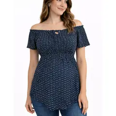 GENERICO - Blusa Femenina Floral Con Hombros Descubiertos Y Corte Suelto