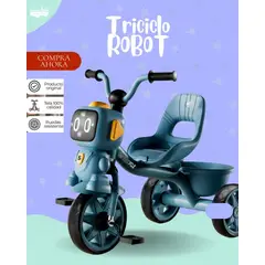 GENERICO - TRICICLO ROBOT PARA NIÑO - AZUL PREMIUM