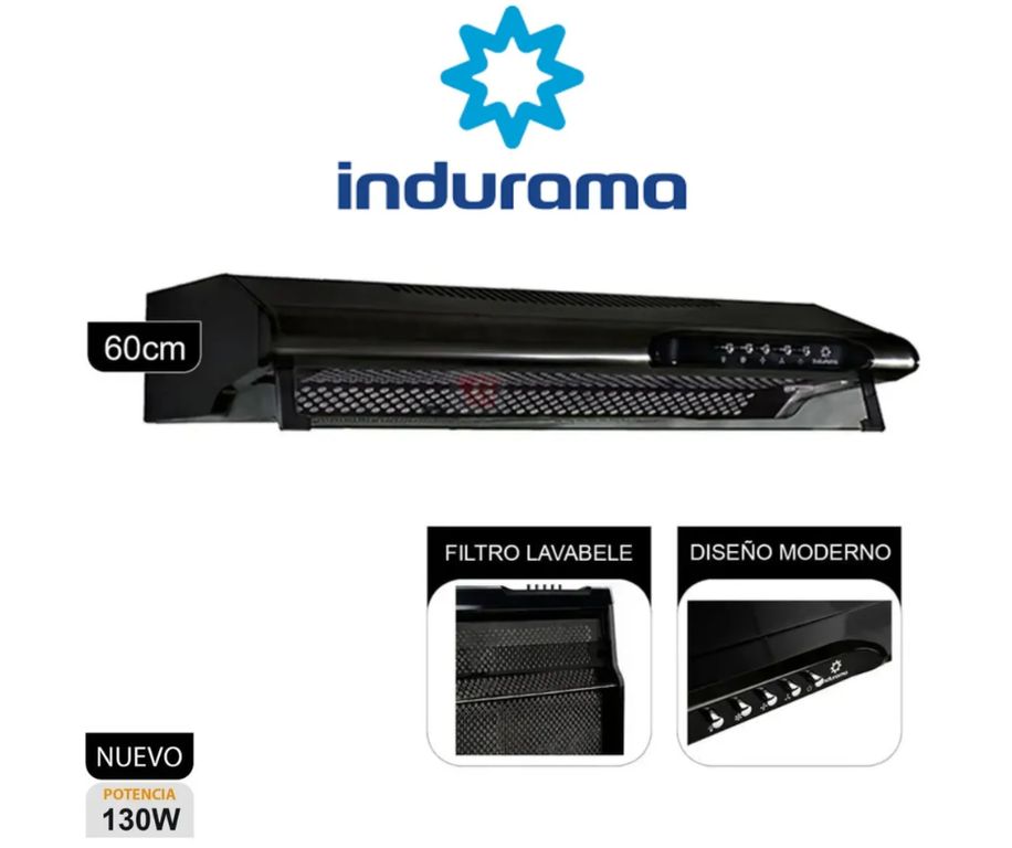 CAMPANA 60CM EXTRACTORA CEI-602NE 3 VELOCIDADES NEGRO