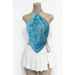 GENERICO - FALDA DE MUJER PLISADA CUERINA CON SHORT INTERNO