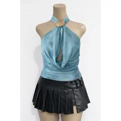 GENERICO - FALDA DE MUJER PLISADA CUERINA CON SHORT INTERNO