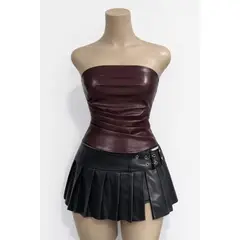 GENERICO - FALDA CUERINA NEGRO DE MUJER EN TENDENCIA