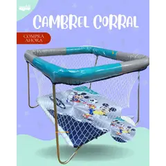 GENERICO - CORRAL PARA BEBE MODELO CAMBREL - GRIS CELESTE MIKEY PREMIUN