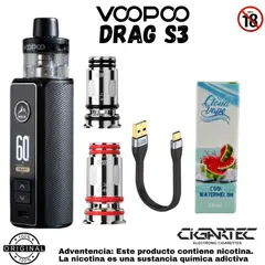 VOOPOO - VAPER DRAG S3 KIT MAS LIQUIDO DE 10ML DE REGALO