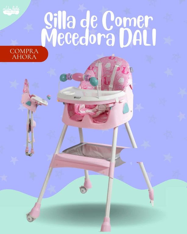 SILLA DE COMER MECEDORA MODELO DALI COLOR ROSADO - PREMIUN