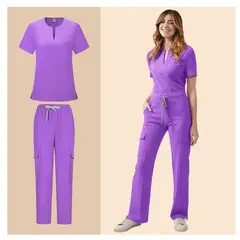 OEM - Scrub - Conjunto Medico Diseño Moderno Cargo para Mujer Lila