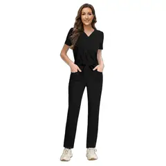 OEM - Scrub - Conjunto Medico Diseño con Lazo para Mujer Negro