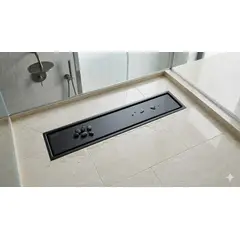 GENERICO - SUMIDERO 50x10CM NEGRO EN ACERO INOXIDABLE CON TRAMPA ANTIOLORES