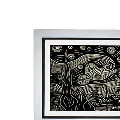 MOON - Cuadro la noche estrellada con detalles que brillan en la oscuridad