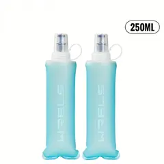 GENERICO - Botella flask de agua flexible enrollable deportivo hidratación running 250 ml - CELESTE