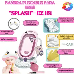 HI BABY - BAÑERA PLEGABLE MULTIUSO SPLASH - ROSADO
