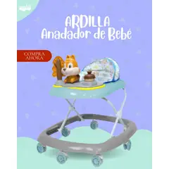 GENERICO - ANDADOR PARA BEBÉ CON BLUETOOTH - MODELO ARDILLA COLOR VERDE GRIS PREMIUN