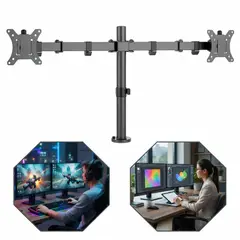 OEM - Soporte Dual Monitor Profesional - Rack de Escritorio con Ajuste de Altura y Giro 360