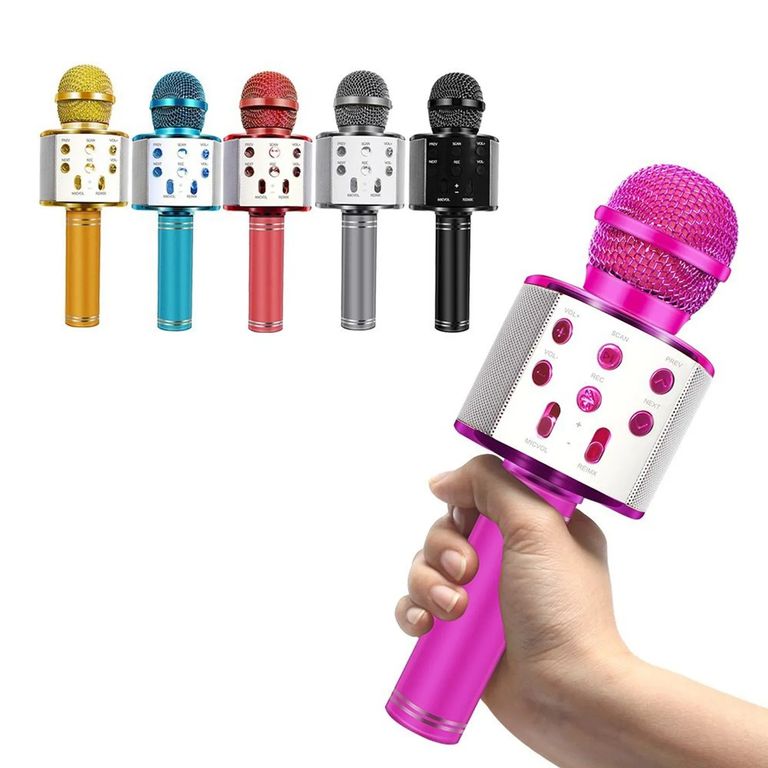 Micrófono de Mano para Karaoke con Bluetooth y Radio FM - Recargable