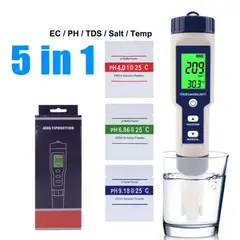 GENERICO - Medidor Digital 5 En 1 TDS EC PH Salinidad Temperatura