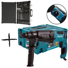 MAKITA - Rotomartillo SDS Plus 800W 2.4J + Set de brocas y cinceles HR2630J