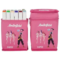 GENERICO - Set de 24 Marcadores con Estuche Rosa