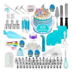 EVERSO - Kits De Pastelería Decoració 420piezas Y Base Giratoria 360°